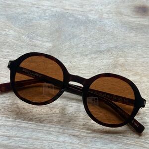 Saint Laurent Tortoiseshell Round Sunglasses with Brown Lenses